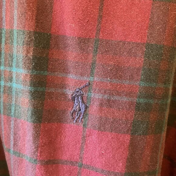 VTG Polo Ralph Lauren Blake Button Down Shirt Men Large Xmas Plaid Cotton Pony - Picture 4 of 10